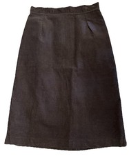Vintage Midi Skirt Brown Corduroy Waist 30 Size 13