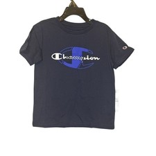 Kids Champion Navy Blue Short Sleeve T-Shirt Size 5 Graphic Logo Tee