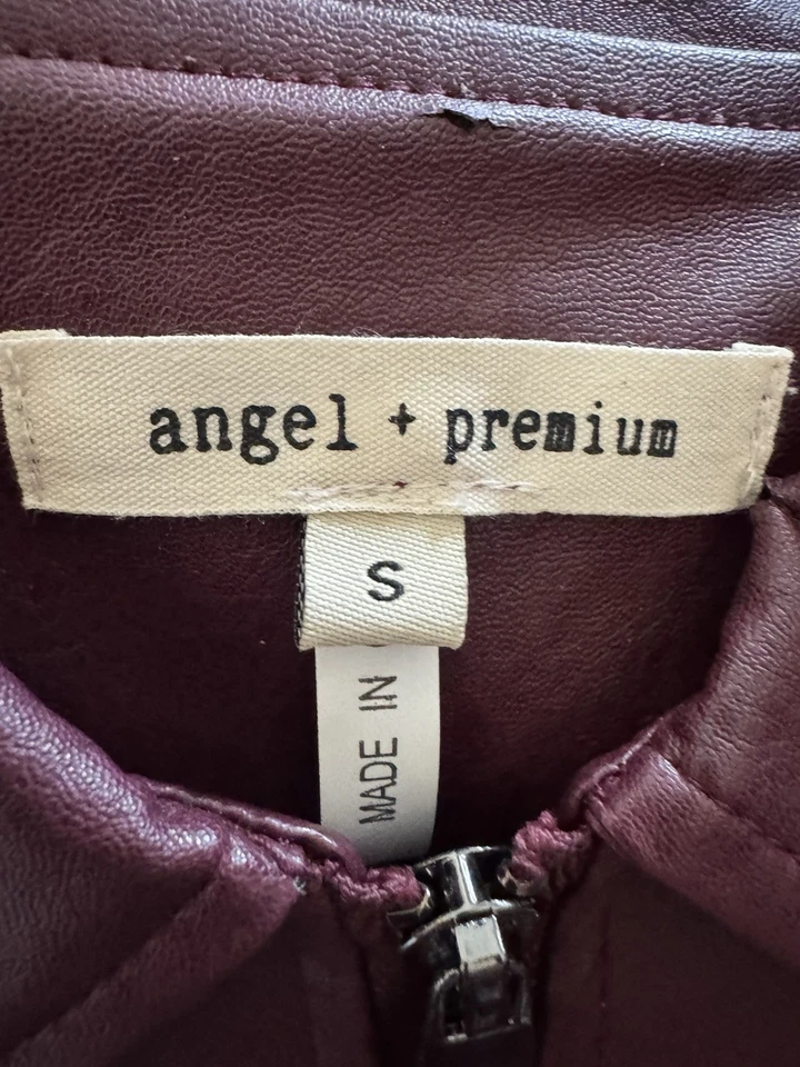 Lady size small angel Plus premium brand leather jacket burgundy - Image 3 of 4