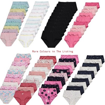 MÄDCHEN 10ER PACK SLIPS SLIPS UNTERWÄSCHE 100% BAUMWOLLE Ex-Stores 2 -16