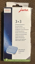 JURA 3x3  Decalcifying Descaling and Protection Pack of 9 Tablets READ