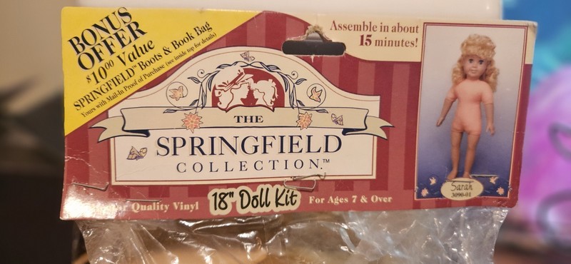 Fibre Craft Springfield Collection 18" Doll Kit Sarah Blonde, Vintage 1996