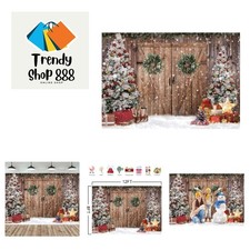 12'x8' Polyester Christmas Backdrop - Snowy Barn Scene for Stunning Photos