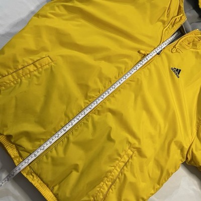 Vintage Y2K Adidas Yellow Hooded Fleece Lined Jacket 2002 Men's