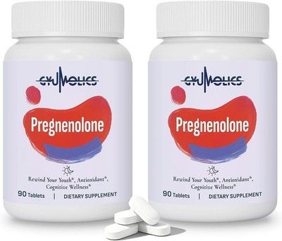 Pregnenolone 100mg Supplement, for Cognitive Function & Mental Clarity, 180 Tabs