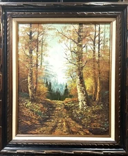 VTG MCM American School Impasto Style Orig. O/C "Autumn Path", Signed & Framed!