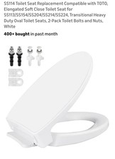 Soft Close Elongated Toilet Seat Plastic White Fits TOTO SS114 SS113 SS154 SS204