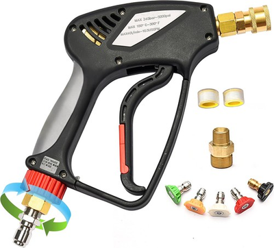 #ad 5000 PSI Stubby Pressure Washer Gun w 360° Swivel Short Spray Gun for Foam Can $49.99