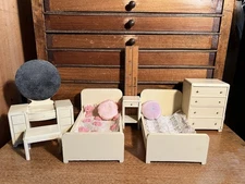 Vintage Cream Colored Strombecker Bedroom Set and Bedding