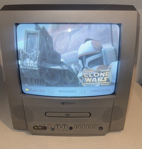 Emerson EWC13D4 13” CRT TV DVD Combo Retro Gaming Tested Working Silver ...