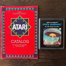 1978 Space Invaders Atari 2600 Video Game Cartridge w/ Original Catalog TESTED