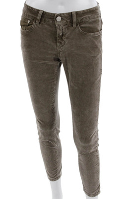 Closed Women Ankle Cropped Pants Brown Cotton 99% Size 24