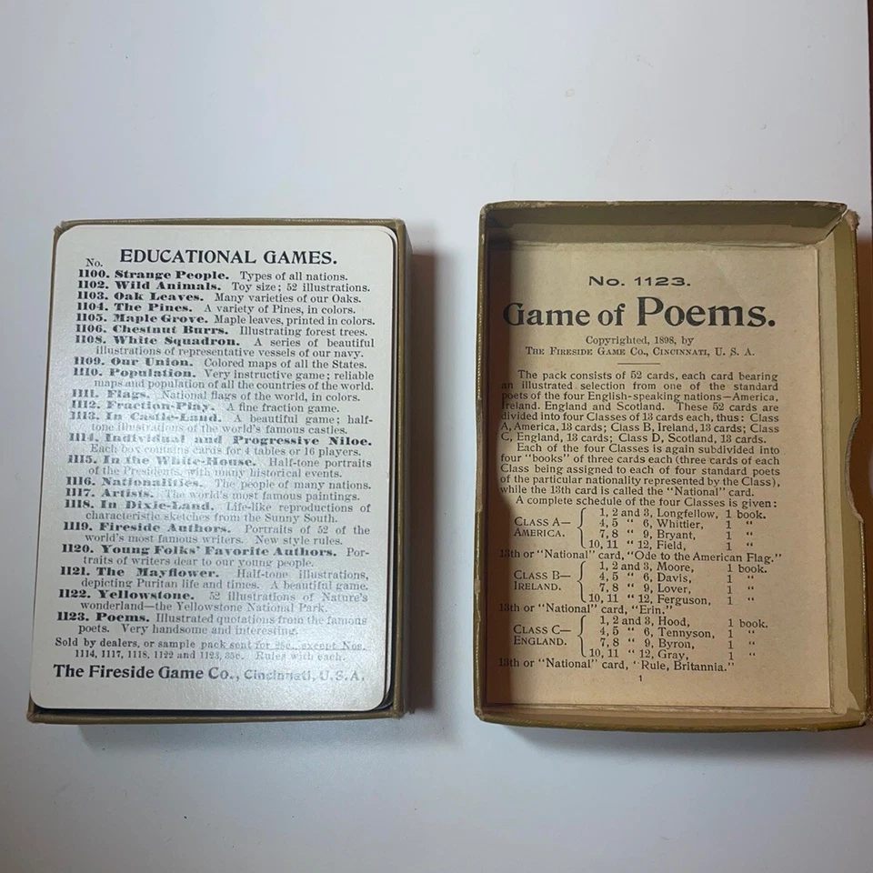 Antique 1890s Game Of Poems Cincinnati Game Co. Antique Card Game - Image 2 of 3