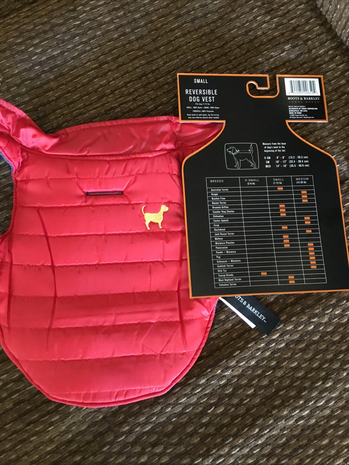 Boots & Barkley REVERSIBLE DOG VEST Blue/Red Size Largefits 21