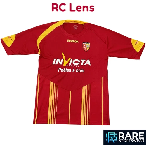 AUTHENTIC RC LENS 2009-10 HOME REEBOK FOOTBALL SHIRT MEDIUM ADULT (GOOD/V GOOD)