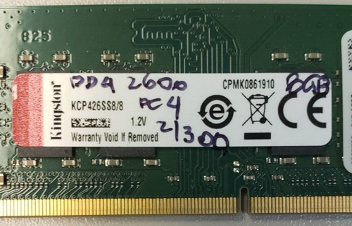 8GB PC4-21300 2600Mhz SODIMM DDR4 RAM KINGSTON - Picture 2 of 2