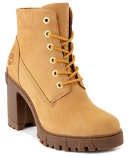 Timberland Women's Lana Point 6 In Lace Up Heel Ankle Boot Wheat Nubuck Size 9