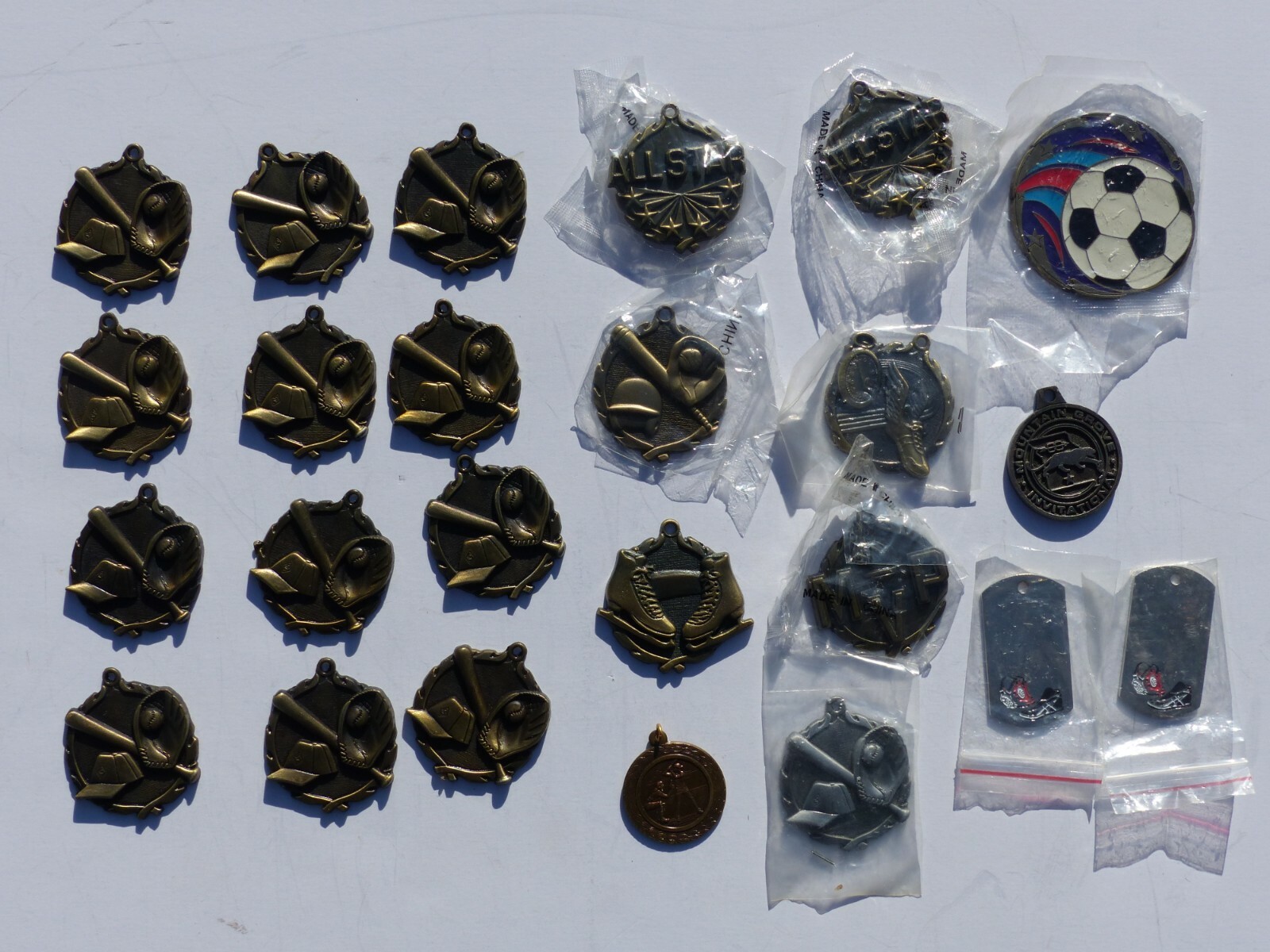 Group of 24 (12 Used) Vintage Youth Sports Medals Baseball Soccer