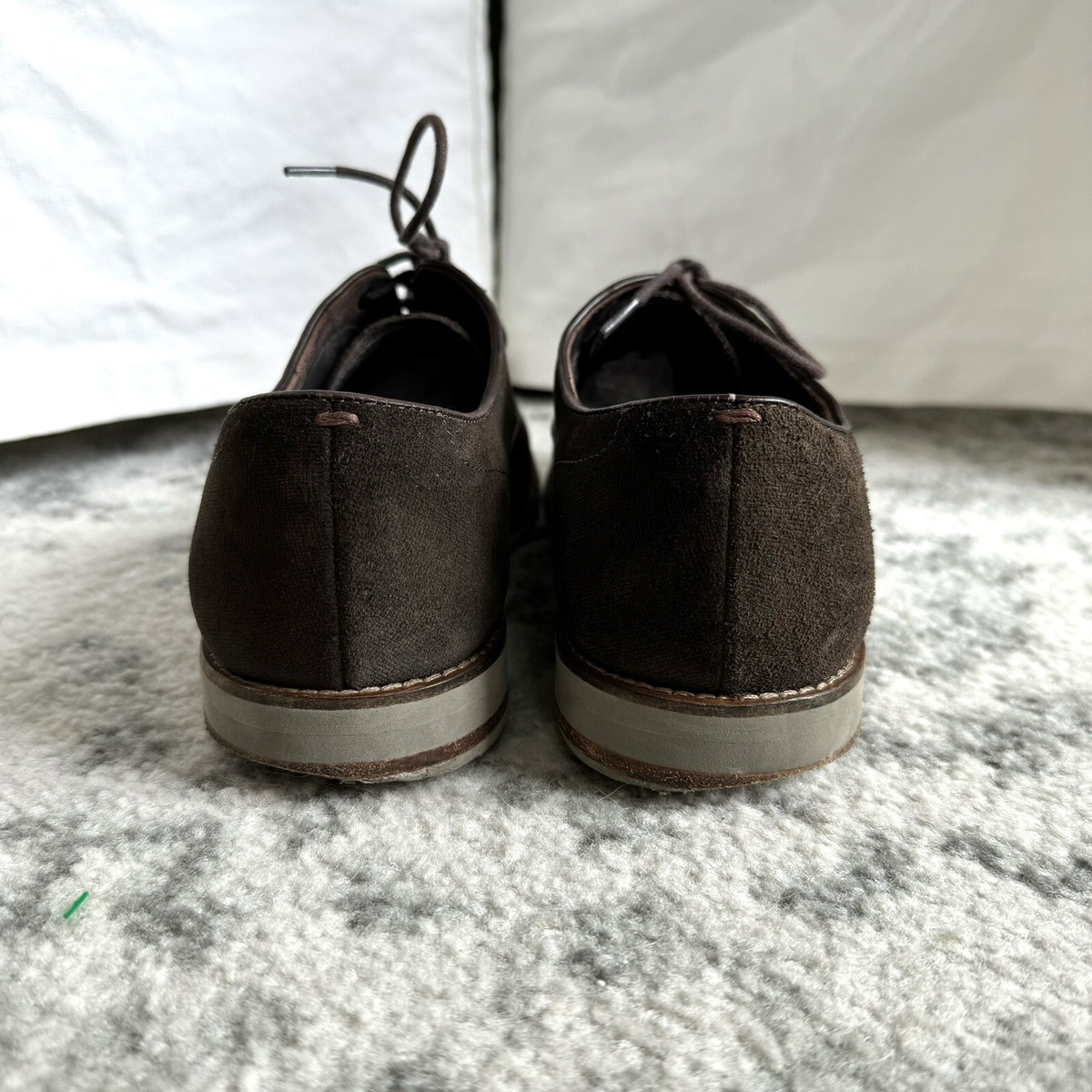 John Varvatos Dark Brown Suede Cap Toe Lace Tie Rubber Sole  display picture 2