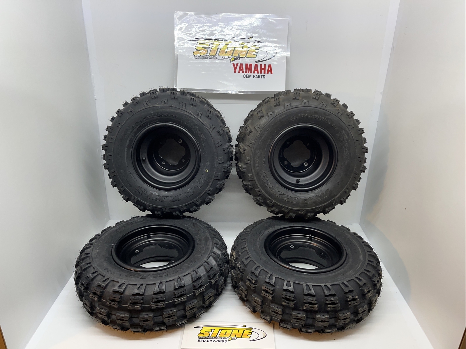 FRONT/REAR WHEELS/MAXXIS TIRES YAMAHA OEM STOCK YFZ450 YFZ450R 20X10X9 21X7X10