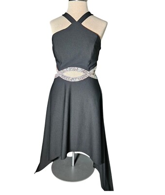 Speechless Formal Dress Black Size 11 High Low Cut Out Waist With  Rhinestones | eBay