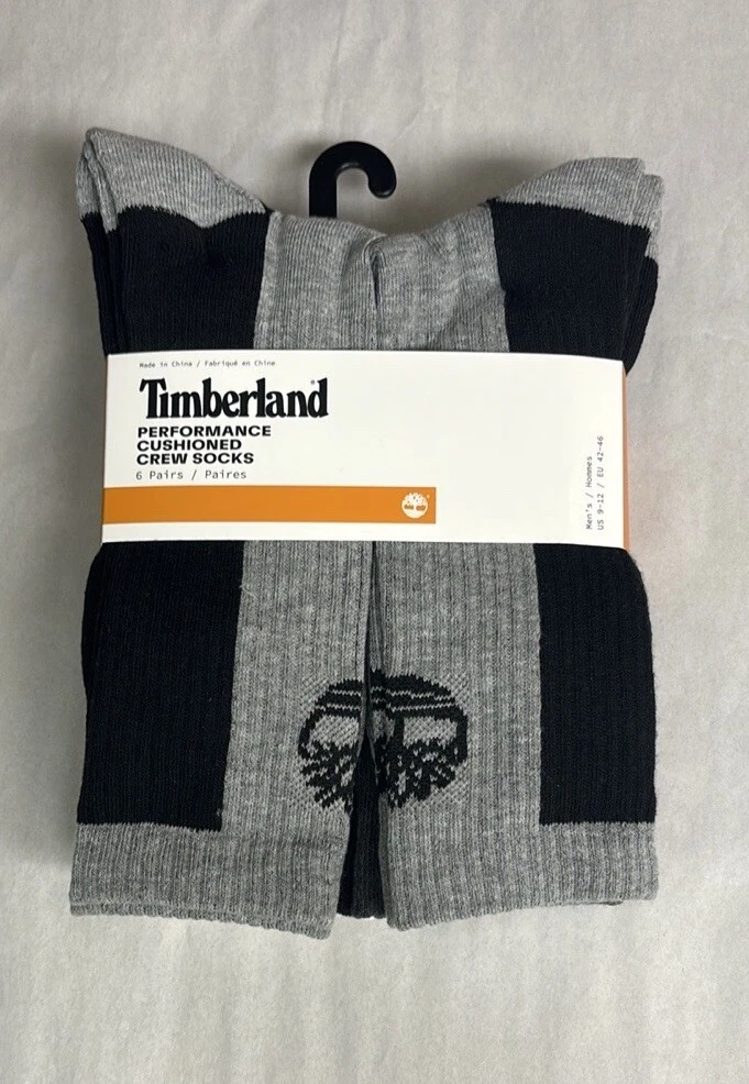 New Timberland Socks 6 Pair Package Men’s Multi Color Cushioned Crew Casual