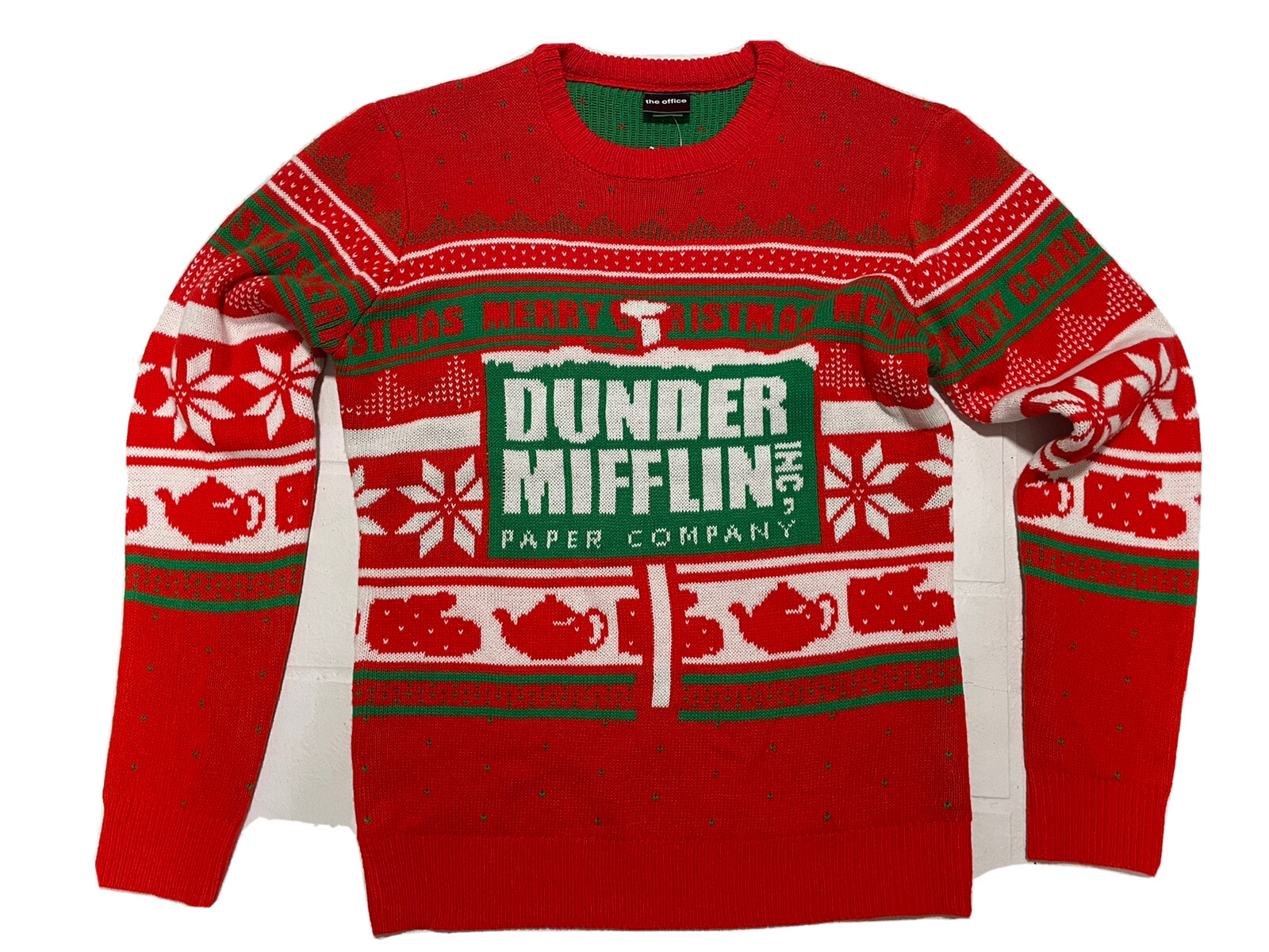The Office Dunder Mifflin Christmas Sweater Red M - New | eBay