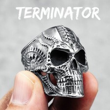 Alien Skull Men Rings 316L Stainless Steel Skeleton Texture Rock Punk Sci-fi