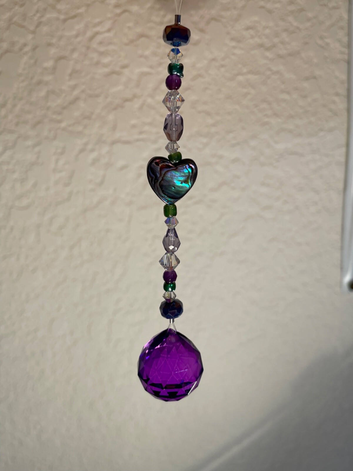 HEART Amethyst Suncatcher Car Charm Sun Catcher made with Swarovski