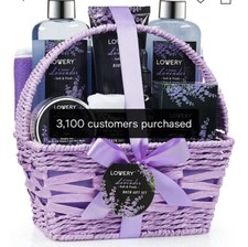 Home Spa Gift Basket, 9 Pc Bath  Body Set for Women and Men, Lavender  Jasmine
