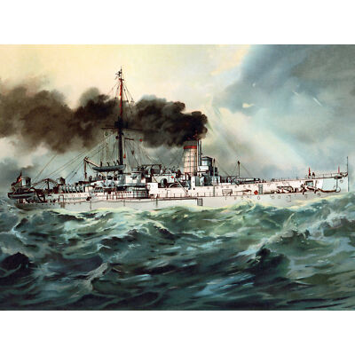 Graf Deutsche Marine SM Baden Schlachtschiff 1900 Illustration großer Wandbilddruck
