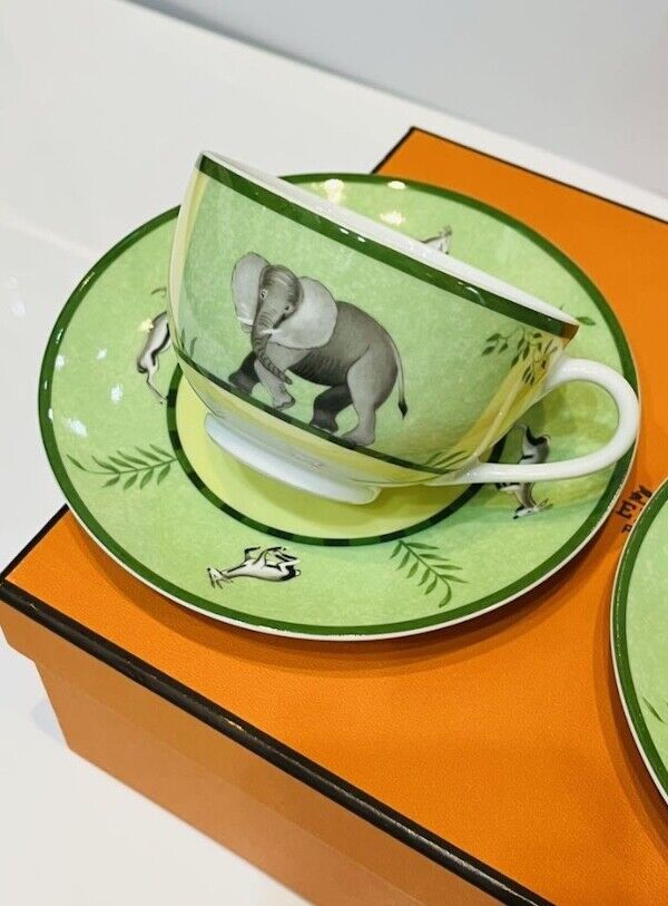 Hermes Africa Tea Cup Saucer Green Tableware 2 set Coffee Hermes Africa Tea Cup Saucer Green Tableware 2 set Coffee