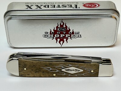 CASE XX CUSTOM CHOPPER NEW BLACK BONE POCKET KNIFE TRAPPER 6254 ITEM 1805 GG