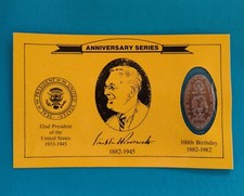 FRANKLIN D ROOSEVELT 32nd President 100th Birthday Elongated Penny Jayros Card