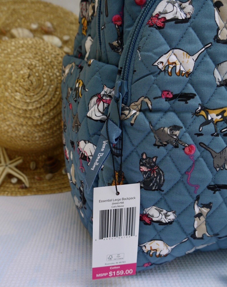 Vera Bradley コットンラージバックパックCAT'S MEOW Vera Bradley Large Essential Backpack Cats Meow NEW Cat's