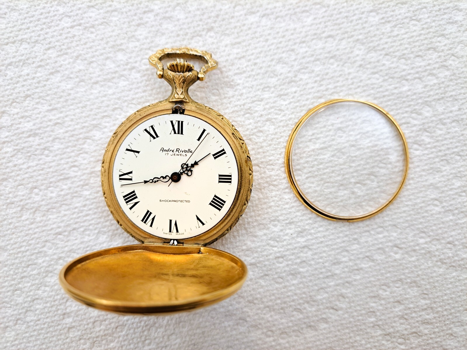 ANDRE' RIVALLE POCKET WATCH 17 JEWELS SWISS MADE BIRD DUCK AND DOG | eBay