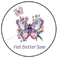 FEEL BETTER SOON BUTTERFLY ENVELOPE SEALS LABELS STICKERS PARTY FAVORS