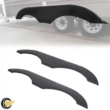 For RVs Campers And Trailers Pair of Tandem Trailer Fender Skirt In Black
