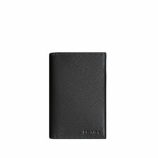 Prada Mens Saffiano Leather Vertical Card Bla...