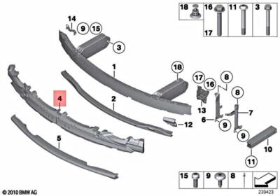 BMW OEM 10-12 760li Bumper-bumper Foam Impact Absorber 51117186511 