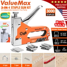 ValueMax Heavy Duty Staple Gun Set Tracker Nailer Stapler Kit W/ 3000pcs Staples
