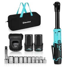 DURATECH Extended Cordless 3/8" 12V 44 Ft-Lbs Long Neck Electric Ratchet Wrench