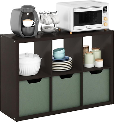 Dark Oak 6-Cube Decorative Storage Organizer for Cubicles and Home Décor
