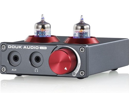 Douk Audio T4 PRO Vacuum Tube Phono Preamp,MM Turntable Preamplifier,GE5654 HiFi