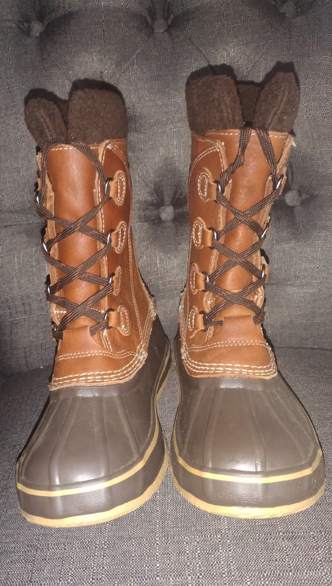 Womens LL BEAN Tumbled Leather Pac Snow Boots w/ Felt Liner  display picture 3