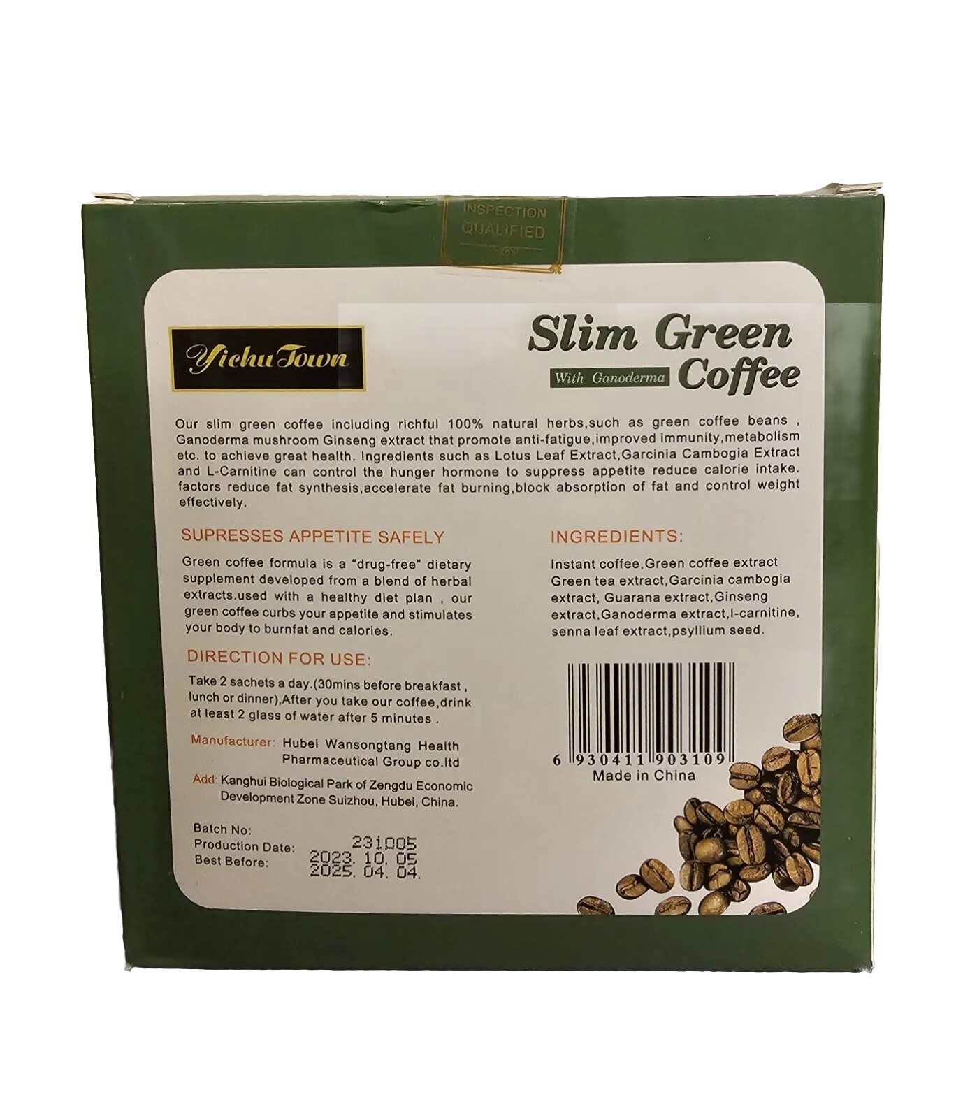 SLIM GREEN COFFEE With Ganoderma HEALTHY WEIGHT LOSS. Weight Control Detox Tea.
