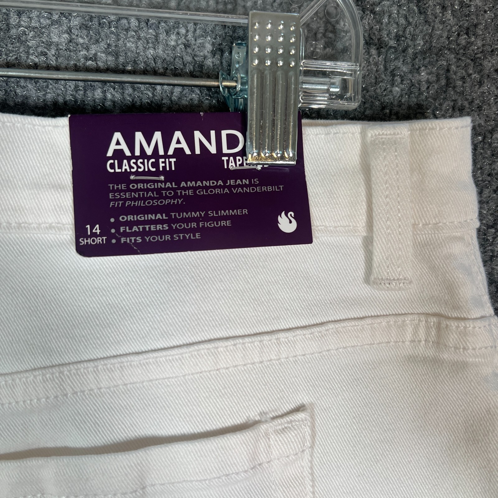 Gloria Vanderbilt Jeans Womens 14 White Denim Tapered Amanda Heritage NEW