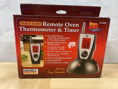 Maverick Voice Alert Remote Oven Thermometer & Timer Redi Chek Wireless ET-901B