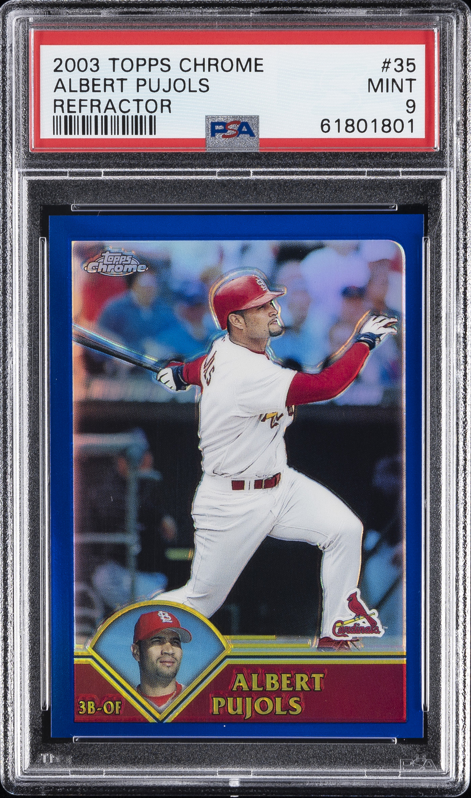 2003 TOPPS CHROME REFRACTOR #35 ALBERT PUJOLS 611/699 PSA 9