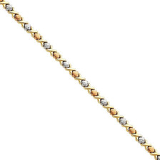 NEW 14K TRI COLOR GOLD LIGHT STAMPATO X BRACELET